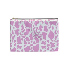 White Pink Cow Print Cosmetic Bag (medium)  by LoolyElzayat