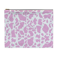 White Pink Cow Print Cosmetic Bag (xl) by LoolyElzayat