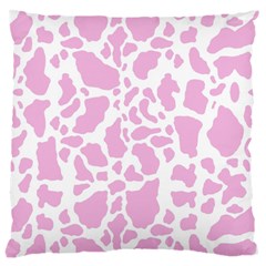 White Pink Cow Print Large Cushion Case (two Sides) by LoolyElzayat