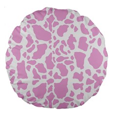 White Pink Cow Print Large 18  Premium Round Cushions by LoolyElzayat