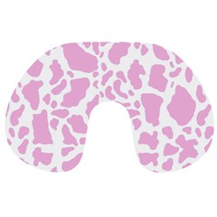 White Pink Cow Print Travel Neck Pillows by LoolyElzayat