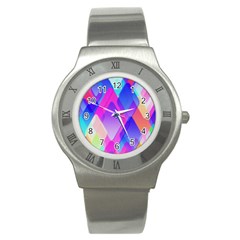 Squares Color Squares Background Stainless Steel Watch