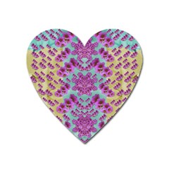 Climbing And Loving Beautiful Flowers Of Fantasy Floral Heart Magnet by pepitasart