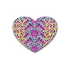 Climbing And Loving Beautiful Flowers Of Fantasy Floral Heart Coaster (4 Pack)  by pepitasart