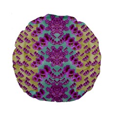 Climbing And Loving Beautiful Flowers Of Fantasy Floral Standard 15  Premium Round Cushions