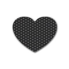 Geometric Pattern Dark Rubber Coaster (heart)  by jumpercat