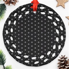 Geometric Pattern Dark Round Filigree Ornament (two Sides) by jumpercat