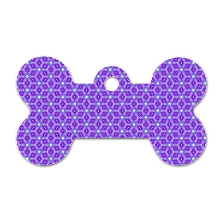 Lavender Tiles Dog Tag Bone (Two Sides)