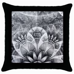 Black And White Fanned Feathers In Halftone Dots Throw Pillow Case (black) by jayaprime