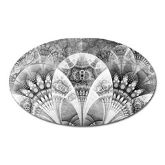 Black And White Fanned Feathers In Halftone Dots Oval Magnet by jayaprime