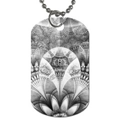 Black And White Fanned Feathers In Halftone Dots Dog Tag (one Side) by jayaprime