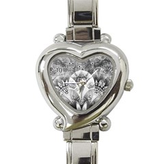 Black And White Fanned Feathers In Halftone Dots Heart Italian Charm Watch by jayaprime