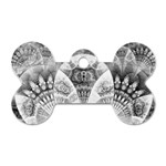 Black and White Fanned Feathers in Halftone Dots Dog Tag Bone (Two Sides) Back