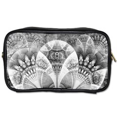 Black And White Fanned Feathers In Halftone Dots Toiletries Bags by jayaprime