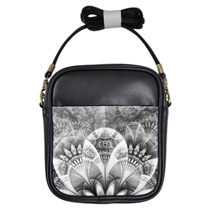 Black and White Fanned Feathers in Halftone Dots Girls Sling Bags