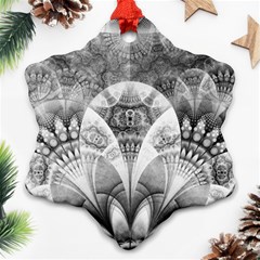 Black And White Fanned Feathers In Halftone Dots Ornament (snowflake) by jayaprime