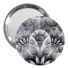 Black And White Fanned Feathers In Halftone Dots 3  Handbag Mirrors by jayaprime