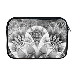 Black And White Fanned Feathers In Halftone Dots Apple Macbook Pro 17  Zipper Case by jayaprime