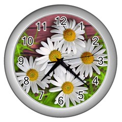 Flowers Flower Background Design Wall Clocks (silver)  by Sapixe