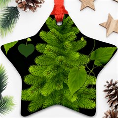 Decoration Green Black Background Star Ornament (two Sides) by Sapixe