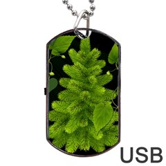 Decoration Green Black Background Dog Tag Usb Flash (one Side) by Sapixe