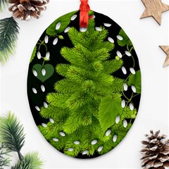 Decoration Green Black Background Ornament (oval Filigree) by Sapixe