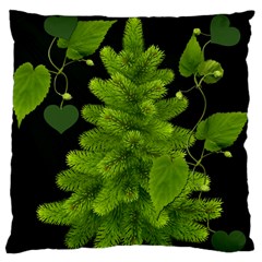 Decoration Green Black Background Large Flano Cushion Case (two Sides) by Sapixe