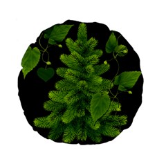 Decoration Green Black Background Standard 15  Premium Flano Round Cushions