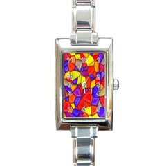 Mosaic Tiles Pattern Texture Rectangle Italian Charm Watch by Sapixe