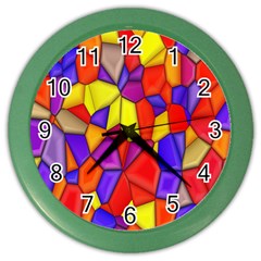 Mosaic Tiles Pattern Texture Color Wall Clocks by Sapixe