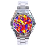 Mosaic Tiles Pattern Texture Stainless Steel Analogue Watch Front