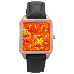 Background Reason Pattern Design Rose Gold Leather Watch  by Sapixe