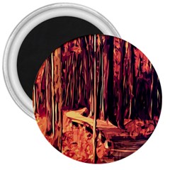 Forest Autumn Trees Trail Road 3  Magnets by Sapixe