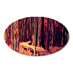 Forest Autumn Trees Trail Road Oval Magnet by Sapixe