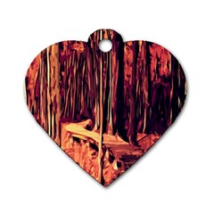 Forest Autumn Trees Trail Road Dog Tag Heart (one Side) by Sapixe