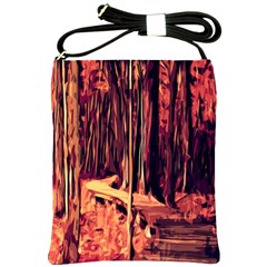 Forest Autumn Trees Trail Road Shoulder Sling Bags by Sapixe