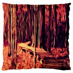 Forest Autumn Trees Trail Road Large Cushion Case (one Side) by Sapixe