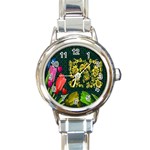 Background Reason Tulips Colors Round Italian Charm Watch Front