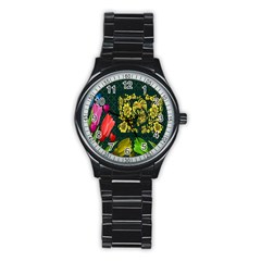 Background Reason Tulips Colors Stainless Steel Round Watch by Sapixe