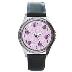 Background Desktop Flowers Lilac Round Metal Watch by Sapixe