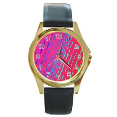 Background Desktop Mosaic Raspberry Round Gold Metal Watch by Sapixe