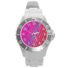 Background Desktop Mosaic Raspberry Round Plastic Sport Watch (l) by Sapixe