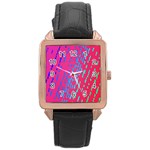 Background Desktop Mosaic Raspberry Rose Gold Leather Watch  Front