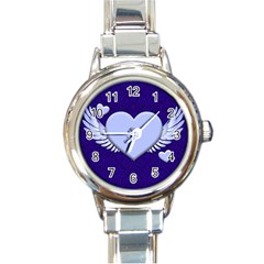 Background Texture Heart Wings Round Italian Charm Watch