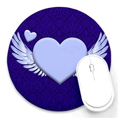 Background Texture Heart Wings Round Mousepads