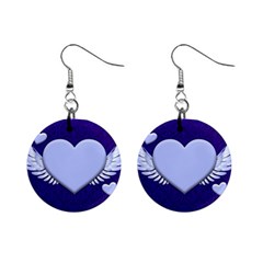 Background Texture Heart Wings Mini Button Earrings