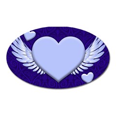 Background Texture Heart Wings Oval Magnet