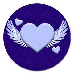 Background Texture Heart Wings Magnet 5  (round)