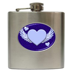 Background Texture Heart Wings Hip Flask (6 Oz)