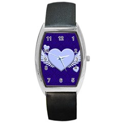 Background Texture Heart Wings Barrel Style Metal Watch